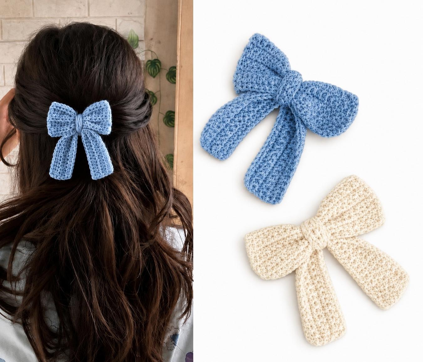 Crochet Cloud Bow- Pack of 2