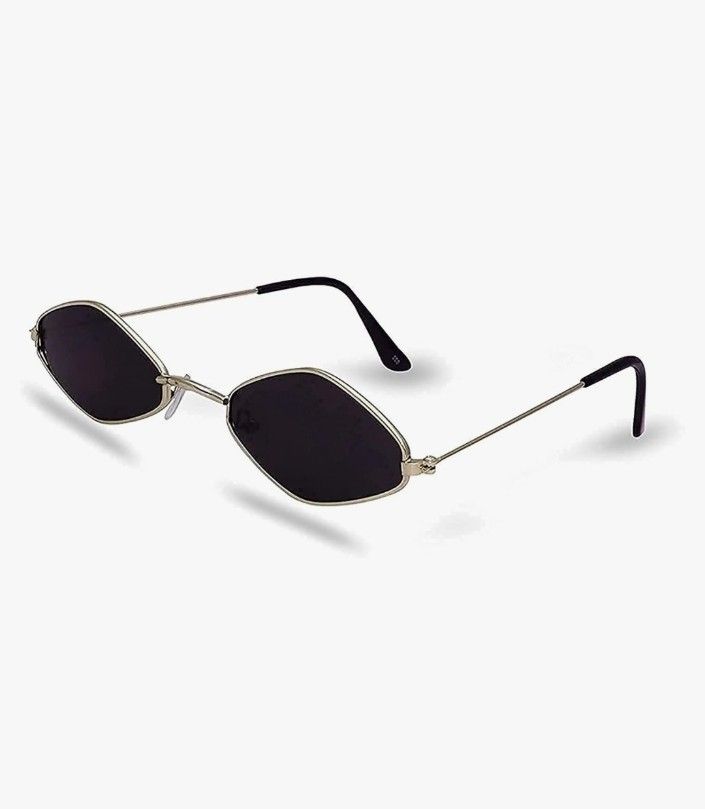 Slim Hexagon Glasses- Black Frame, Metal Edge